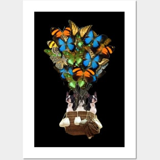 Boston Terriers Dog Butterfly Hot Air Balloon Posters and Art